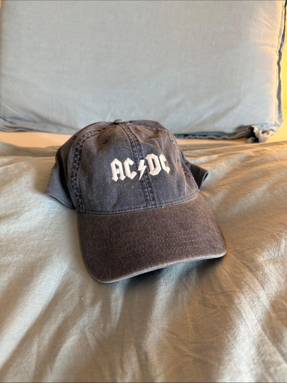 AC/DC Vintage-Style Logo Hat - Dark Blue and White